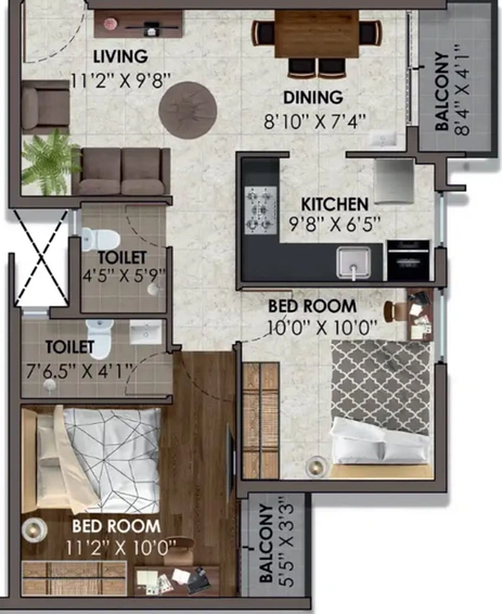 2 BHK Flat in VRX Fete in Poonamallee, Chennai - Image 413767