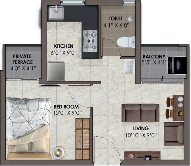 1 BHK Flat in VRX Fete in Poonamallee, Chennai - Image 413765