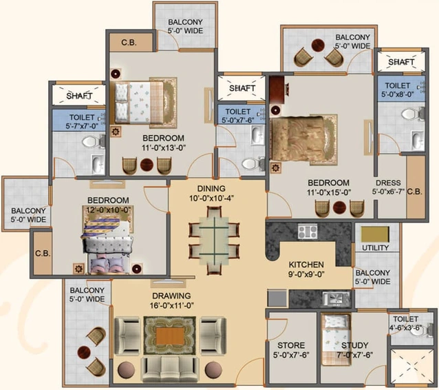 3 BHK Flat in Hawelia Valencia Homes in Sector 1, Greater Noida - Image 548075