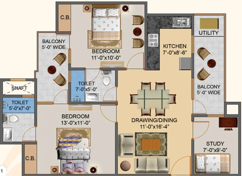2 BHK Flat in Hawelia Valencia Homes in Sector 1, Greater Noida - Image 548072