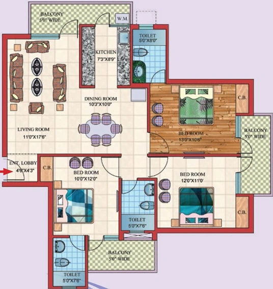3 BHK Flat in Primrose Ryne in Chi 5, Greater Noida - Image 402751