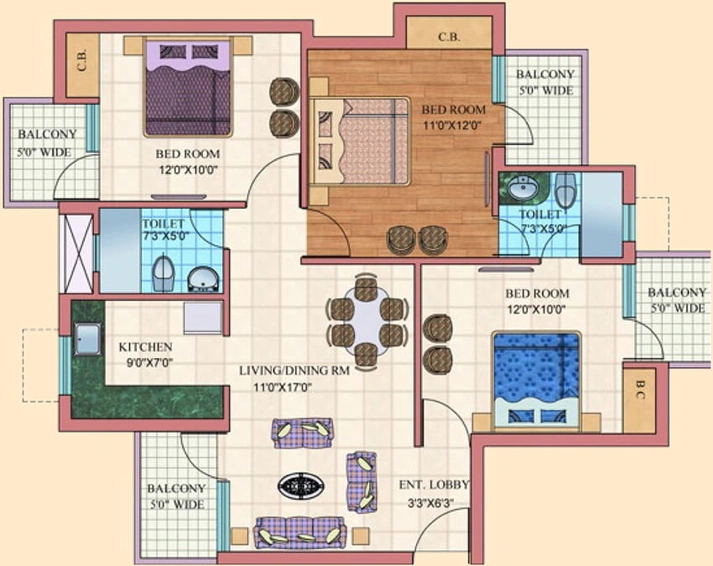 3 BHK Flat in Primrose Ryne in Chi 5, Greater Noida - Image 402750