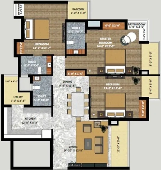 3 BHK Flat in Shri Radha Sky Gardens in Sector 16 B, Greater Noida - Image 402673