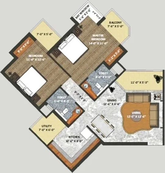 2 BHK Flat in Shri Radha Sky Gardens in Sector 16 B, Greater Noida - Image 402671