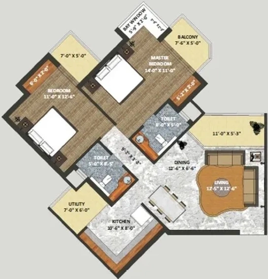 2 BHK Flat in Shri Radha Sky Gardens in Sector 16 B, Greater Noida - Image 402670