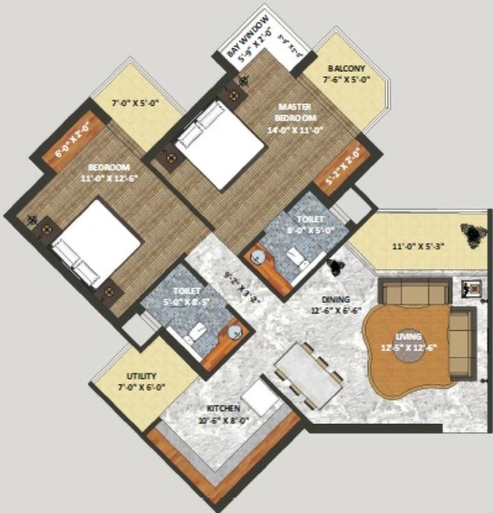 2 BHK Flat in Shri Radha Sky Gardens in Sector 16 B, Greater Noida - Image 402672
