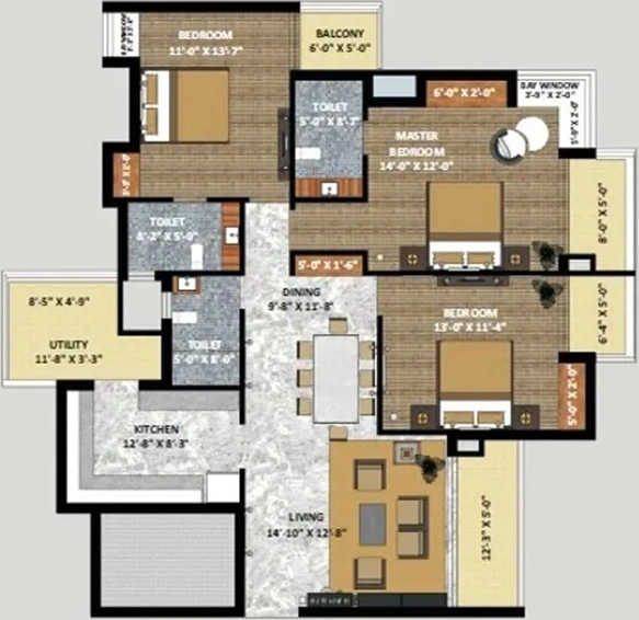 4 BHK Flat in Shri Radha Sky Gardens in Sector 16 B, Greater Noida - Image 402675