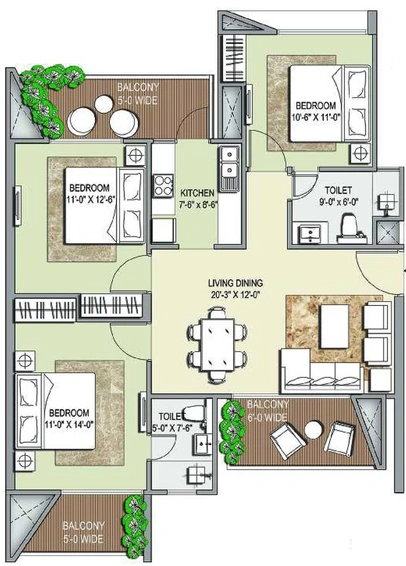 3 BHK Flat in Rise Forest Floor - Resort Residences in Sector 1, Greater Noida - Image 512023