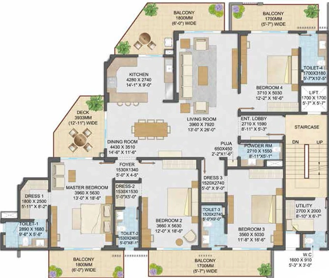 4 BHK Flat in Adani Samsara Arya in Sector 60, Gurgaon - Image 433705