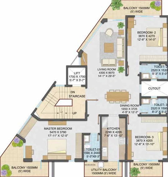 4 BHK Flat in Adani Samsara Arya in Sector 60, Gurgaon - Image 433703