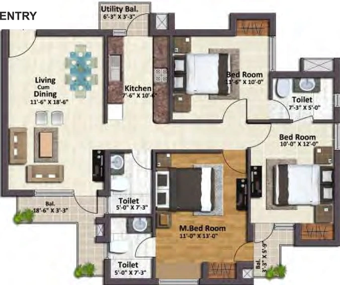 3 BHK Flat in Sare Springview Heights in NH 24, Ghaziabad - Image 416435