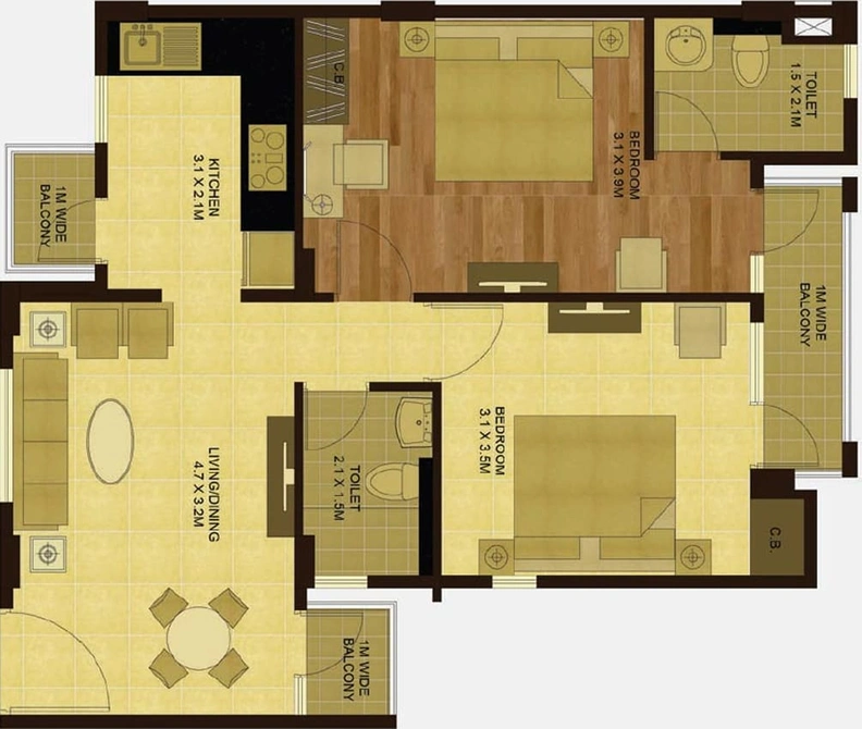 2 BHK Flat in Wave Executive Floors in NH 24, Ghaziabad - Image 416524
