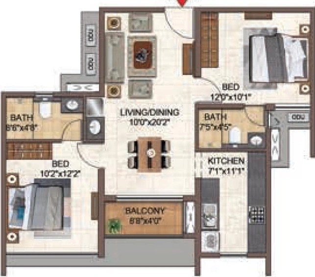 2 BHK Flat in Casagrand Primrose in Perungalathur, Chennai - Image 413613