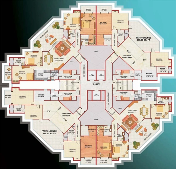 Floor Plan of Mahagun Majestic in Crossings Republik, Ghaziabad - Image 22079