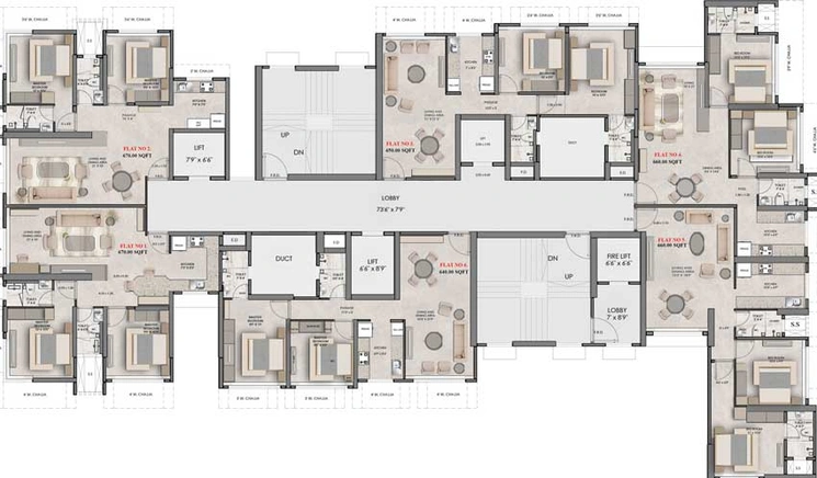 Floor Plan of DLH Leo Tower in Andheri West, Mumbai - Image 98340