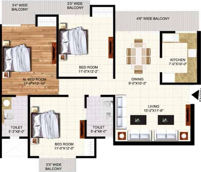 3 BHK Flat in Rudra Pavo Real in Indirapuram, Ghaziabad - Image 500580