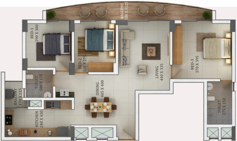 3 BHK Flat in ABAD Woodspark in Nettoor, Kochi - Image 492191