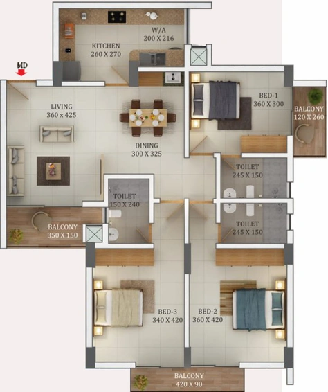 3 BHK Flat in ABAD Woodspark in Nettoor, Kochi - Image 492192