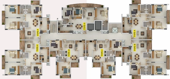 Floor Plan of ABAD Woodspark in Nettoor, Kochi - Image 46859