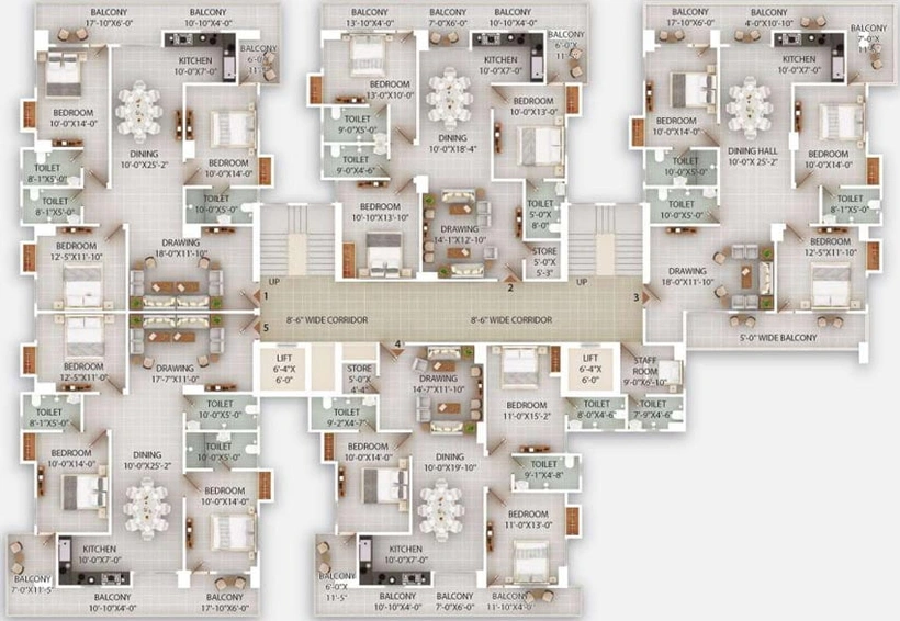 Floor Plan of Mundeshwari Crystal Towers in Danapur, Patna - Image 81522