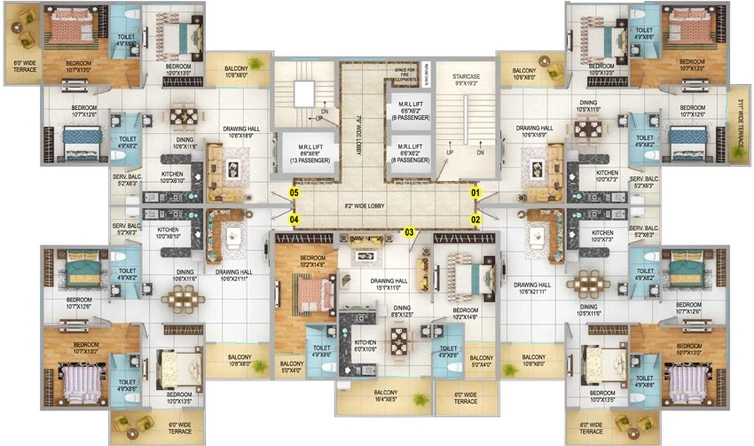 Floor Plan of Sunrise Rashmi Heights in Khagaul Road, Patna - Image 47354