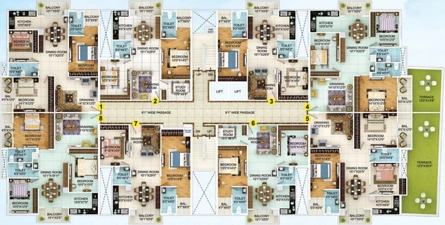 Floor Plan of Sunrise Rupaspur City in Rupaspur, Patna - Image 6211