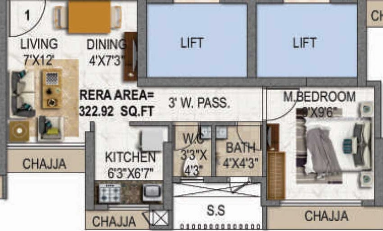 1 BHK Flat in Royal Pristo in Malad East, Mumbai - Image 698995
