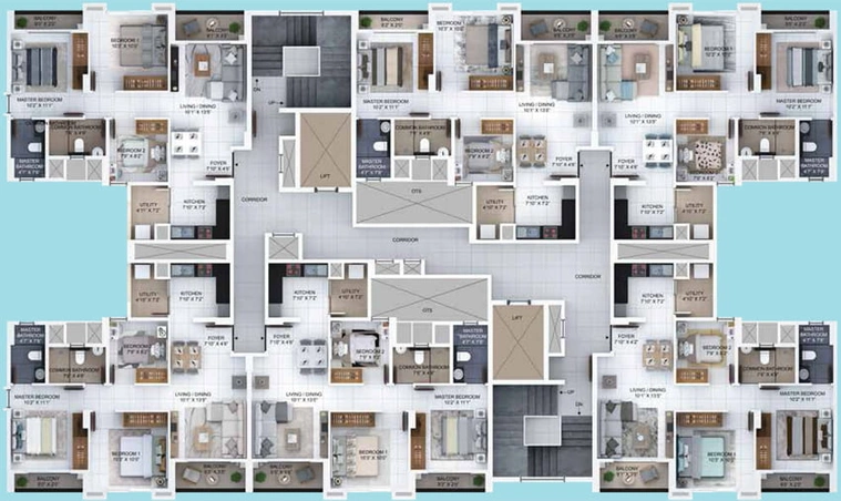 Floor Plan of Provident Winworth in Edappally, Kochi - Image 46920