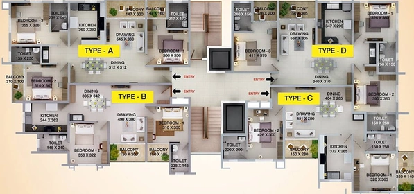 Floor Plan of ABAD Golden Oak in Maradu, Kochi - Image 46932
