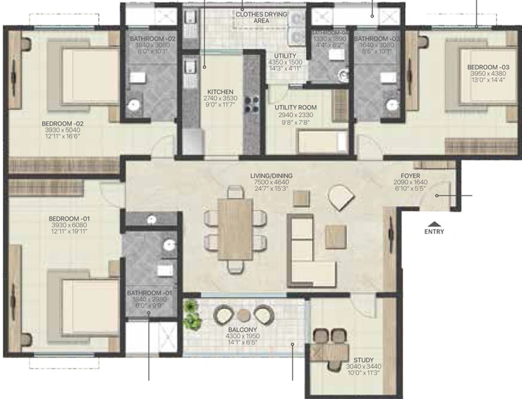3 BHK Flat in Sobha Marina One in Marine Drive, Kochi - Image 389666