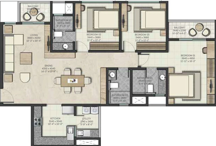3 BHK Flat in Sobha Atlantis in Vyttila, Kochi - Image 492367