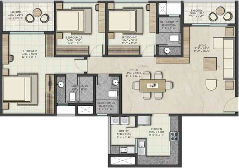 3 BHK Flat in Sobha Atlantis in Vyttila, Kochi - Image 492368