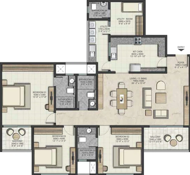 3 BHK Flat in Sobha Atlantis in Vyttila, Kochi - Image 492369