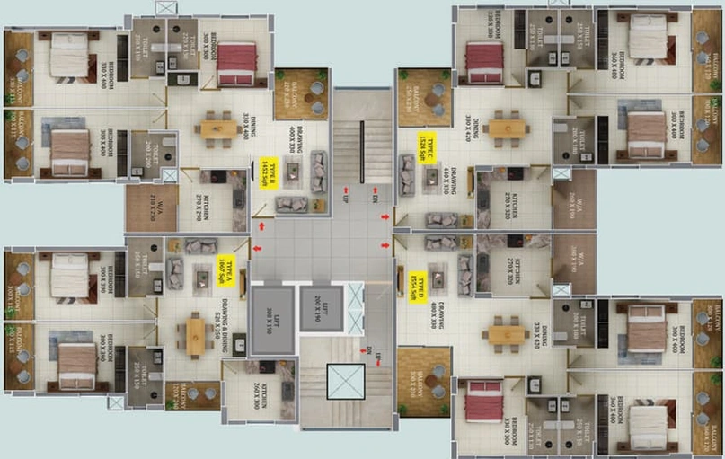 Floor Plan of Trinity Uptown in Vyttila, Kochi - Image 46990