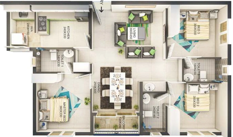 3 BHK Flat in Varma Bougain Heights Purple in Chottanikkara, Kochi - Image 508870