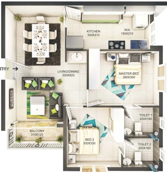 2 BHK Flat in Varma Bougain Heights Purple in Chottanikkara, Kochi - Image 508868