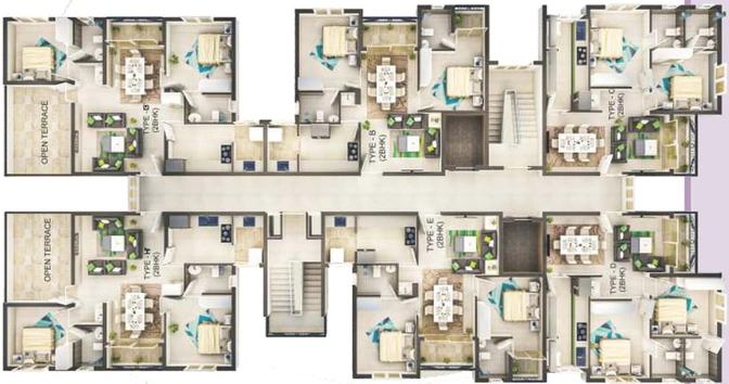 Floor Plan of Varma Bougain Heights Purple in Chottanikkara, Kochi - Image 55044
