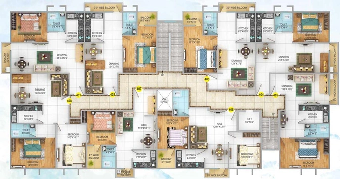 Floor Plan of Maurya Kanaujee City in Khemnichak, Patna - Image 6304
