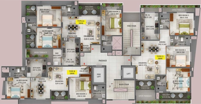 Floor Plan of Varma Ficus in Palarivattom, Kochi - Image 47113