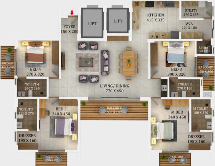 4 BHK Flat in ABAD Sunrise Park in Nettoor, Kochi - Image 492707