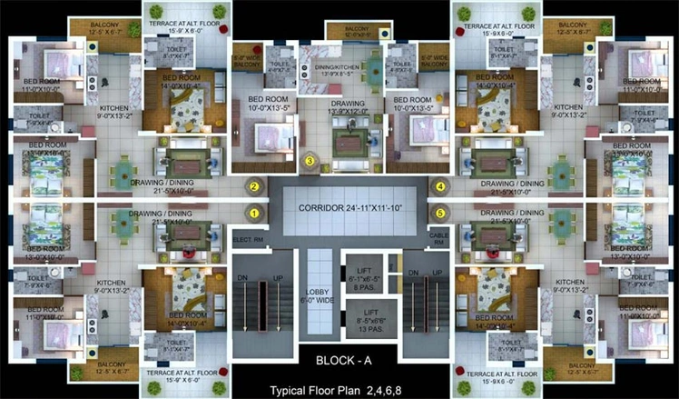 Floor Plan of Universal Royal Residency in Saguna More, Patna - Image 47402
