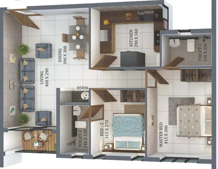 2 BHK Flat in Varma Prime in Vyttila, Kochi - Image 492822