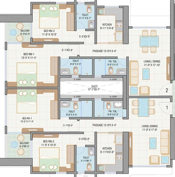 Floor Plan of MJ Arihant Towers in Lower Parel East, Mumbai - Image 18550