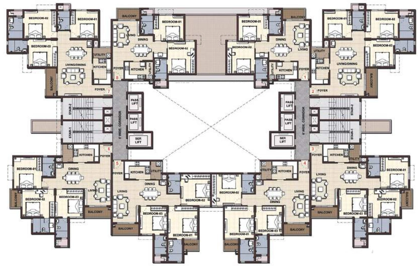 Floor Plan of Prestige Panorama in Kundanoor, Kochi - Image 47210
