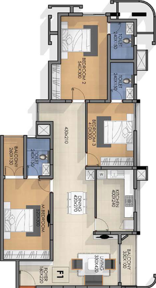 3 BHK Flat in Asset Limelight in Edappally, Kochi - Image 492939