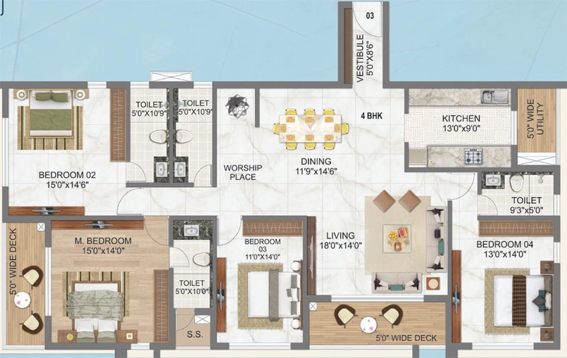 4 BHK Flat in Utkal Levels in Pahala, Bhubaneswar - Image 496255