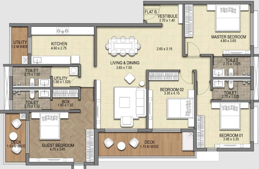 4 BHK Flat in Utkal Prime in Patrapada, Bhubaneswar - Image 385560