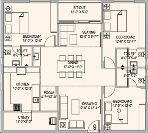 3 BHK Flat in MVV Sunrise in Madhurawada, Visakhapatnam - Image 390154
