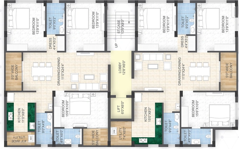 Floor Plan of Surekha Sapphire in BJB Nagar, Bhubaneswar - Image 6682