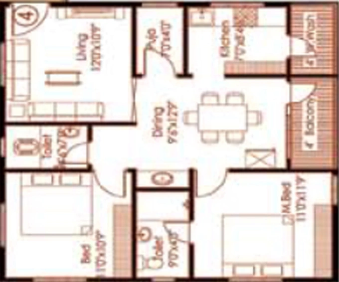 2 BHK Flat in MK Sapphire in Pothinamallayya Palem, Visakhapatnam - Image 488838